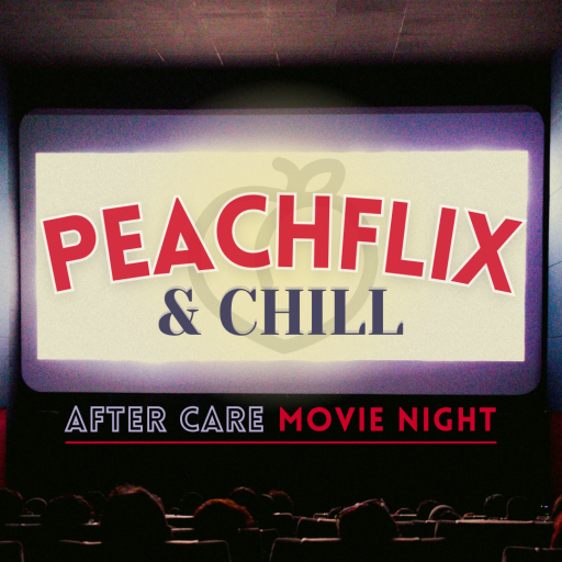 Peachflix&Chill Movie Night Peachflix & Chill logo displayed on a movie screen