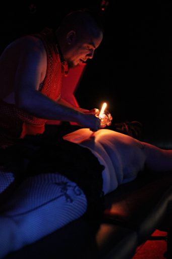 dunegon fire play Needles elegantly piercing through skin